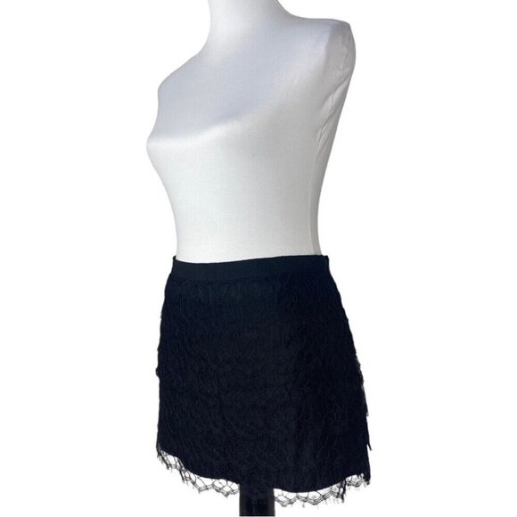 Haute Hippie Women’s Black Tiered Lace Minimalist Mini Skirt Large/W32‎ - Picture 3 of 10